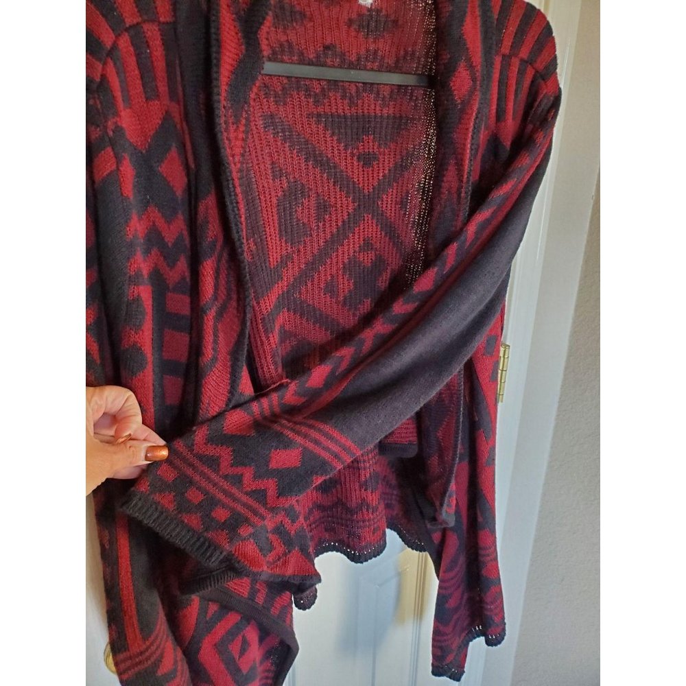 A Knitch Above Womens Sweater Red M Open Front Waterfall Front Ruana Cardigan - Picture 5 of 8